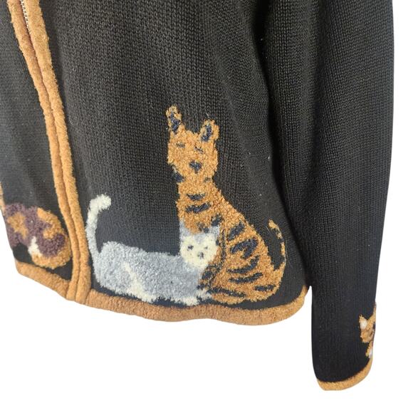 Y2K Christopher & Banks Cat Lady Zip-Up Cardigan Sweater Women's Medium - Picture 2 of 7